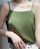 キャミソール カップなし 通販 サテン キャミ サテンキャミ さらさら 透けにくい レディース トップス インナー 大人 かわいい きれいめ 上品 シンプル 無地 おしゃれ 可愛い 女性
