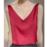 キャミソール カップなし 通販 キャミタンク サテンキャミ さらさら レディース トップス インナー 大人 かわいい きれいめ 上品 シンプル 無地 オフィスカジュアル おしゃれ 可愛い 女性