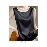 タンクトップ レディース ゆったり 通販 ノースリーブ さらさら ラウンドネック トップス インナー 大人 かわいい きれいめ 上品 シンプル 無地 オフィスカジュアル おしゃれ 可愛い 女性