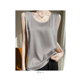 タンクトップ レディース ゆったり 通販 ノースリーブ さらさら ラウンドネック トップス インナー 大人 かわいい きれいめ 上品 シンプル 無地 オフィスカジュアル おしゃれ 可愛い 女性