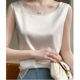 タンクトップ レディース ゆったり 通販 ノースリーブ さらさら ラウンドネック トップス インナー 大人 かわいい きれいめ 上品 シンプル 無地 オフィスカジュアル おしゃれ 可愛い 女性