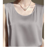 タンクトップ レディース ゆったり 通販 ノースリーブ さらさら ラウンドネック トップス インナー 大人 かわいい きれいめ 上品 シンプル 無地 オフィスカジュアル おしゃれ 可愛い 女性