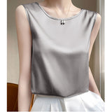 タンクトップ レディース ゆったり 通販 ノースリーブ さらさら ラウンドネック トップス インナー 大人 かわいい きれいめ 上品 シンプル 無地 オフィスカジュアル おしゃれ 可愛い 女性