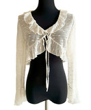 カーディガン レディース ショート丈 通販 シアーカーディガン ボレロ ショートカーディガン カーデガン 羽織もの はおりもの 薄手 長袖 小花柄 フリル トップス 大人 かわいい おしゃれ