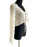 カーディガン レディース ショート丈 通販 シアーカーディガン ボレロ ショートカーディガン カーデガン 羽織もの はおりもの 薄手 長袖 小花柄 フリル トップス 大人 かわいい おしゃれ