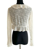 カーディガン レディース ショート丈 通販 シアーカーディガン ボレロ ショートカーディガン カーデガン 羽織もの はおりもの 薄手 長袖 小花柄 フリル トップス 大人 かわいい おしゃれ