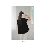 Tシャツ プリーツ レディース 通販 半袖 カットソー 丸首 部屋着 普段着 クルーネック ラウンドネック ミドル丈 カジュアル ゆったり 体型カバー 通勤 通学 おしゃれ かわいい