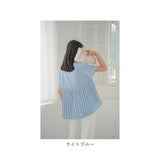 Tシャツ プリーツ レディース 通販 半袖 カットソー 丸首 部屋着 普段着 クルーネック ラウンドネック ミドル丈 カジュアル ゆったり 体型カバー 通勤 通学 おしゃれ かわいい