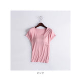 半袖 Tシャツ レディース カップ付 通販 tシャツ カットソー パッド付き ヨガ パジャマ ノーブラカップ カジュアル シンプル 無地 ホームウェア ボトムス きれいめ かわいい おしゃれ