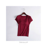 半袖 Tシャツ レディース カップ付 通販 tシャツ カットソー パッド付き ヨガ パジャマ ノーブラカップ カジュアル シンプル 無地 ホームウェア ボトムス きれいめ かわいい おしゃれ