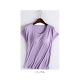 半袖 Tシャツ レディース カップ付 通販 tシャツ カットソー パッド付き ヨガ パジャマ ノーブラカップ カジュアル シンプル 無地 ホームウェア ボトムス きれいめ かわいい おしゃれ
