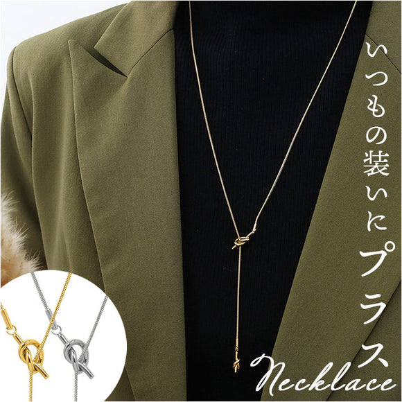 ネックレス ロング レディース 通販 ロングネックレス チェーン アクセサリー ハワイアン 結び目 長め サージカルステンレス シンプル ジュエリー 65cm 高品質 上品 デザイン おしゃれ