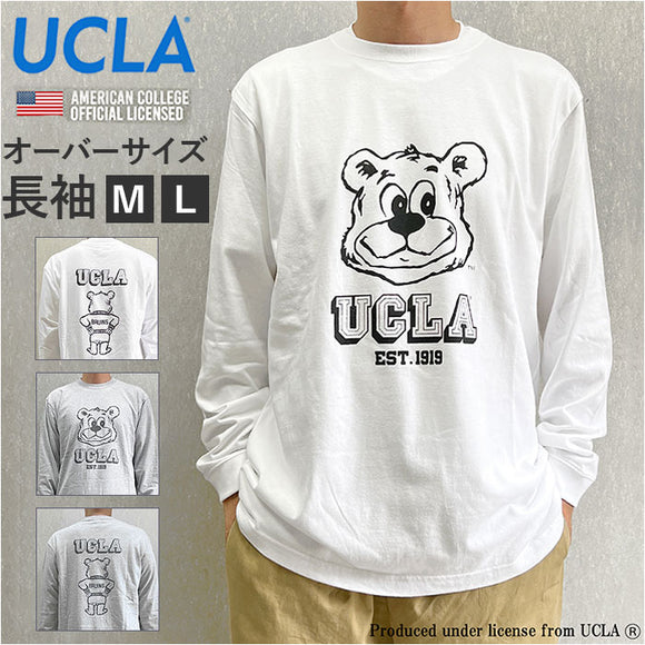 長袖Tシャツ メンズ 綿 通販 UCLA ユーシーエルエー メンズ長袖Tシャツ オーバーサイズ ロングＴシャツ Ｔシャツ カットソー トップス 男性 女性 ゆったり おしゃれ かわいい シンプル