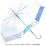 傘 レディース 透明 通販 60cm ビニール傘おしゃれ 雨傘 長傘 ジャンプ傘 ワンタッチ傘 かさ カサ オーロラ 大きめ グラスファイバー骨 丈夫 耐風 おしゃれ 8本骨 軽量 可愛い