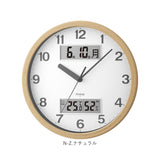 掛け時計 MAG W-807 通販 ノア精密 時計 壁掛け時計 アナログ時計 掛時計 カレンダー時計 デジタル表示 湿度計 温度計 カレンダークロック 木目調 おしゃれ 湿度計付き 非電波 アナログ