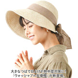 帽子 レディース 女優帽 通販 ハット 手洗い ウォッシャブル ゴム 日除け 日よけ ひんやり 冷感 接触冷感 バッグリボン リボン 大きい きれいめ コンパクト 持ち運び 夏 快適 汗止め