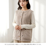 ベスト レディース ルームウェア 通販 刺繍ベスト 部屋着 ジレ トップス ルームウエア 秋 冬 ノースリーブ 上着 カジュアル 大人用 重ね着 おしゃれ 羽織り 前開き ゆったり ふわふわ