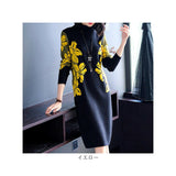 ニットワンピース 秋冬 通販 ニットワンピ ワンピ ミドル丈 長袖 ひざ丈 花柄 タートルネック ハイネック カジュアル 体型カバー 大人可愛い おしゃれ お洒落 大人 上品 シンプル