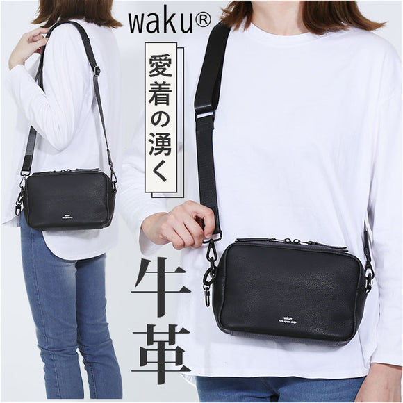WAKU ワク ショルダーバッグ ミニ wk0085 通販 ショルダー ショルダーバック 肩掛け 斜め掛け ミニショルダーバッグ ミニショルダー ポシェット 小さめ 小さい 本革 スクエア 長方形 マチ
