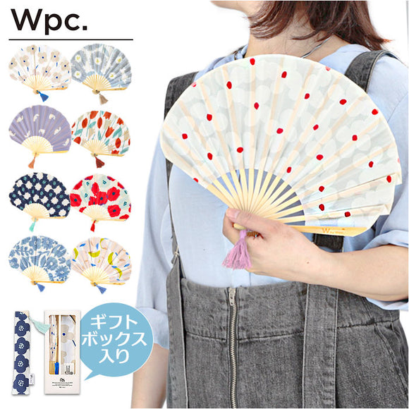 wpc 扇子 W084-204 通販 ワールドパーティー せんす センス レディース 女性 かわいい ブランド おしゃれ テキスタイル デザイン オシャレ 可愛い ケース付き お祝い 贈り物 箱入り