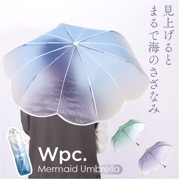 wpc ワールドパーティ 折りたたみ傘 レディ−ス ミニ 通販 折り畳み傘 雨傘 傘 かさ カサ アンブレラ カジュアル 親骨49cm 小さめ 手開き マーメイド かわいい 可愛い 上品 エレガント