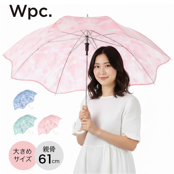 雨傘 レディース 長傘 wpc 通販 PT-081-001 ビニール傘 ジャンプ傘 ワンタッチ傘 傘 カサ アンブレラ グラスファイバー 大きい 大きめ 61cm フラワーベース 花柄 花 ワールドパーティ