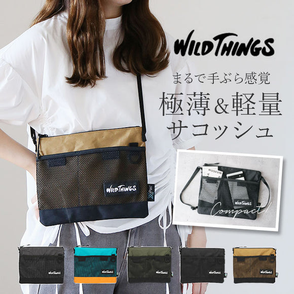 WILD THINGS サコッシュ WT-380-1072 ワイルドシングス 通販 ショルダーバッグ ミニショルダーバッグ ショルダーバック メンズ レディース 小さめ 斜めがけ 大人 シンプル 無地 おしゃれ