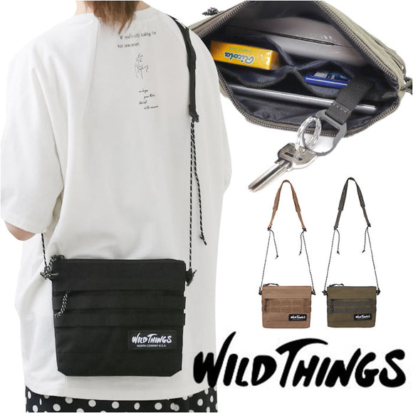 WILD THINGS サコッシュ WT-380-3006 ワイルドシングス 通販 ショルダーバッグ ミニショルダーバッグ ショルダーバック メンズ レディース 小さめ 斜めがけ 大人 シンプル 無地 おしゃれ