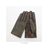 ハリスツイード 手袋 レディース 通販 Harris Tweed グローブ 手ぶくろ タッチパネル対応 スクワラン加工 抗菌 レザー 革 羊革 ラムレザー 女性用 KURODA WV10001L7 ファッション小物
