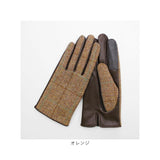 ハリスツイード 手袋 レディース 通販 Harris Tweed グローブ 手ぶくろ タッチパネル対応 スクワラン加工 抗菌 レザー 革 羊革 ラムレザー 女性用 KURODA WV10001L7 ファッション小物