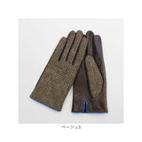ハリスツイード 手袋 レディース 通販 Harris Tweed グローブ 手ぶくろ タッチパネル対応 スクワラン加工 抗菌 レザー 革 羊革 ラムレザー 女性用 KURODA WV10001L7 ファッション小物