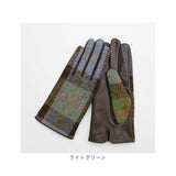 ハリスツイード 手袋 レディース 通販 Harris Tweed グローブ 手ぶくろ タッチパネル対応 スクワラン加工 抗菌 レザー 革 羊革 ラムレザー 女性用 KURODA WV10001L7 ファッション小物