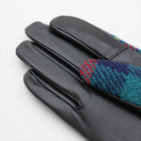 ハリスツイード 手袋 レディース 通販 Harris Tweed グローブ 手ぶくろ タッチパネル対応 スクワラン加工 抗菌 レザー 革 羊革 ラムレザー 女性用 KURODA WV10001L7 ファッション小物