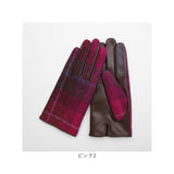 ハリスツイード 手袋 レディース 通販 Harris Tweed グローブ 手ぶくろ タッチパネル対応 スクワラン加工 抗菌 レザー 革 羊革 ラムレザー 女性用 KURODA WV10001L7 ファッション小物