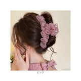 バンスクリップ 大きめ しっかり 通販 ヘアクリップ ヘアークリップ ヘアアクセサリー 髪飾り 髪留め まとめ髪 シフォン フリル ハーフアップ シンプル 無地 おしゃれ 上品 きれいめ