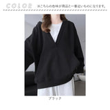 スウェット パーカー レディース 長袖 通販 スウエット レディーススウェット レイヤード クルーネック 普段着 Vネック vネック プルオーバー シンプル ゆったり 体型カバー カジュアル