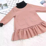 女の子 ワンピース 長袖 通販 ハイネック 裏起毛 レイヤード 子供服 ワンピースドレス 子供 子ども 暖かい 秋冬 キッズ ガールズ ジュニア 小学生 中学生 お出かけ シンプル カジュアル