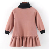 女の子 ワンピース 長袖 通販 ハイネック 裏起毛 レイヤード 子供服 ワンピースドレス 子供 子ども 暖かい 秋冬 キッズ ガールズ ジュニア 小学生 中学生 お出かけ シンプル カジュアル