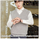 ニット ベスト メンズ Vネック 通販 ニットベスト チョッキ ウールベスト レイヤード 重ね着 ウール ポリエステル 春 秋 ノースリーブ 暖かい あたたかい あったか 無地 ナチュラル