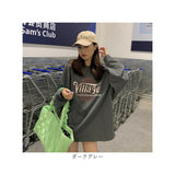 ロング トレーナー レディース 通販 長袖 オーバーサイズ スウェット ゆったり ロング丈 カジュアルトレーナー トップス カジュアル ビッグシルエット ビッグ ロンT ロゴ 春 秋 冬