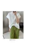 Tシャツ レディース 通販 カットソー tシャツ プルオーバー ブラウス フレンチスリーブ ノースリーブ ラウンドネック 無地 ゆったり 体型カバー きれいめ 上品 カジュアル フレンチ