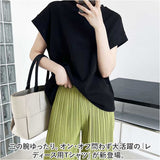 Tシャツ レディース 通販 カットソー tシャツ プルオーバー ブラウス フレンチスリーブ ノースリーブ ラウンドネック 無地 ゆったり 体型カバー きれいめ 上品 カジュアル フレンチ