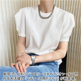 Tシャツ レディース パフスリーブ 半袖 通販 カットソー tシャツ ブラウス 五分袖 パフ袖 パフスリーブ ラウンドネック 無地 ゆったり 体型カバー きれいめ 上品 カジュアル コットン 綿