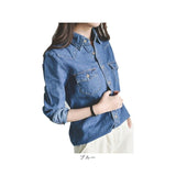 デニムシャツ レディース 通販 長袖 トップス ウエスタン シャツ ダンガリーシャツ デニム オシャレ おしゃれ 可愛い かわいい 無地 長そで きれいめ カジュアル レディースシャツ 着回し