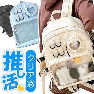 痛バッグ おしゃれ 通販 リュック 痛バック リュックサック バックパック クリアバッグ ビニールバッグ 透明 ぬいぐるみ 缶バッチ 推し活 バッグ 大きめ バック ビニールバック 収納