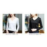 長袖tシャツ レディース シンプル 通販 トップス カットソー プルオーバー インナーウェア ロングＴシャツ Vネック クルーネック 長袖シャツ 長袖 ながそで 無地 重ね着 スタイリッシュ