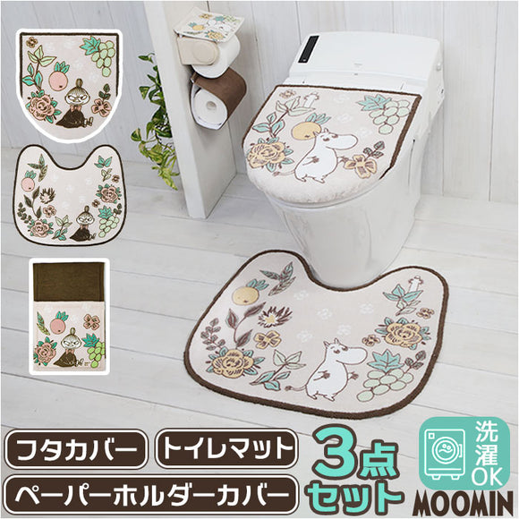 ムーミン トイレ グッズ 通販 トイレカバー セット 北欧 3点セット トイレマット 蓋カバー ふたカバー O型 U型 洗浄暖房型 ペーパーホルダー おしゃれ かわいい キャラクター MOOMIN 花柄