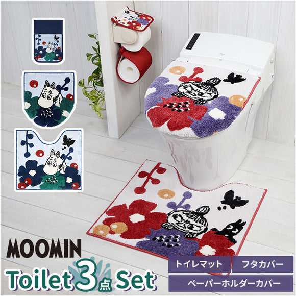 ムーミン トイレ グッズ 通販 トイレカバー セット 北欧 3点セット フタカバー 足元マット トイレットペーパーホルダーカバー 洗える 洗濯機 おしゃれ かわいい キャラクター MOOMIN