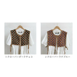 ビスチェベスト 刺繍 ベスト 通販 レディース ビスチェ 付け襟 ニットベスト 羽織り 重ね着 レイヤード ショート丈 チャイナボタン 総柄 カジュアル ヴィンテージ レトロ ジャガード