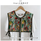 ビスチェベスト 刺繍 ベスト 通販 レディース ビスチェ 付け襟 ニットベスト 羽織り 重ね着 レイヤード ショート丈 チャイナボタン 総柄 カジュアル ヴィンテージ レトロ ジャガード